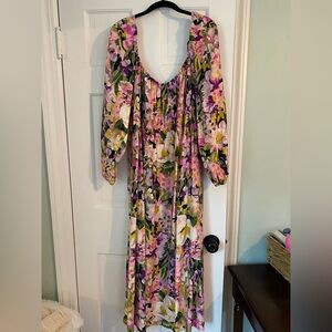 H&M Floral Long Sleeve Dress - Purple, Pink, Yellow